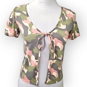 Papaya Camo Open Front Top With Tie Size Medium